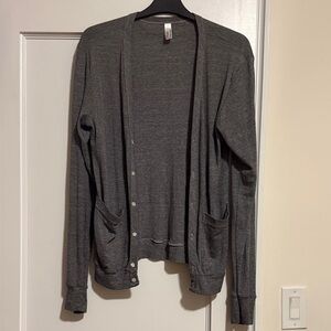 American Apparel TriBlend Gray Men's Cardigan Sweater - Size Small